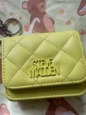 Steve Madden Yellow Quilted Keychain Wallet
